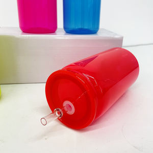 Lata acrílica de plástico de 16oz de Color neón transparente reciclable de almacén de EE. UU. con tapa de PP y pajita para café helado Soda <span class=keywords><strong>Pop</strong></span> - Product Image 6