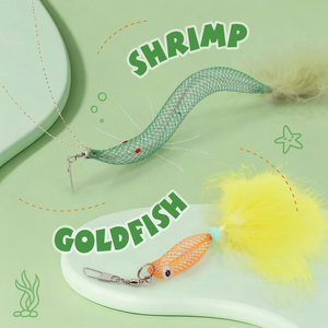 Tubo de malla elástica Genie Cat Teaser Refill Variety Pack, juguetes interactivos para gatos con forma de zanahoria, camarón, ratón, pez, <span class=keywords><strong>gusano</strong></span> y libélula - Product Image 3