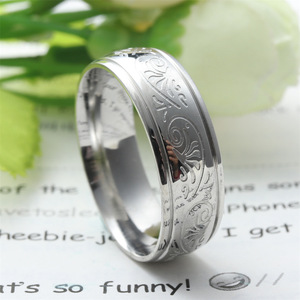 Titanium Steel Flower <b>Ring</b> <b>Silver</b> Unisex Fashion Jewelry Gift Band 23032 - Product Image 4
