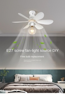 Ventilador de techo de diseño moderno E27 con luz LED, atenuación inteligente, giratorio 360 Control remoto, decoración del hogar para sala de estar - Product Image 6