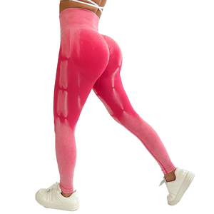 Wholesale Breathable Full Length Sport Pants Gym <b>Leggings</b> Seamless High Waisted Elastic Waist Scrunch <b>Butt</b> <b>Lifting</b> Women Fitness - Product Image 1
