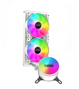 Wholesale water cooler aio white-PCCOOLER High Quality AIO liquid cooler GI-CX240 ARGB White 250W Rotate CPU Block 240mm Water cooler Three years warranty