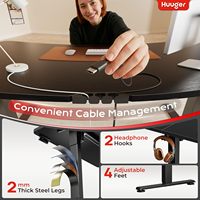 Bureau debout électrique moderne à hauteur réglable avec prises de courant et port USB-C, 47x24 pouces, 4 préréglages, structure stable en acier.