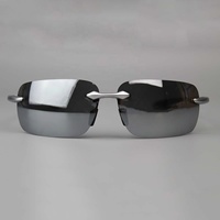 Lunettes de soleil vintage Y2K ultra-légères sans monture pour hommes Lunettes de soleil de conduite argentées à monture miroir UV400