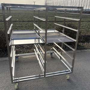 Troli baki 201 baja tahan karat dengan roda troli kue kualitas tinggi untuk 60X40 cm 18 rak baki troli - Product Image 6