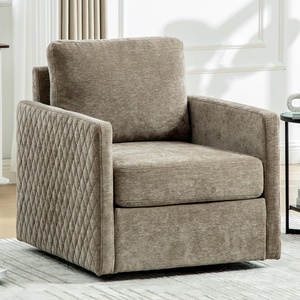 Sillón Giratorio Tapizado Moderno y Ecológico con Almacenamiento Oculto, Cómodos <span class=keywords><strong>Reposabrazos</strong></span> Acolchados en Forma de Diamante, Respaldo Cruzado, para Sala de Estar o Club - Product Image 1