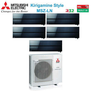 Mitsubishi Electric Penta Split Inverter Climatiseur Style Kirigamine MSZ-LN Série 9 + 9 + 9 + 9 + 12 avec MXZ-5F102VF Onyx Noir R - Product Image 2