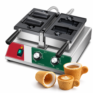 Commerciële 900W RVS Nieuwe 220V Koffiekopjes Wafelmaker met eetbare koffiekopjesvorm voor ijs en melkthee - Product Image 1