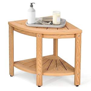 Banc <span class=keywords><strong>de</strong></span> douche d'angle avec étagère <span class=keywords><strong>de</strong></span> <span class=keywords><strong>rangement</strong></span>, siège d'angle en bois pour salle <span class=keywords><strong>de</strong></span> bain - Product Image 6