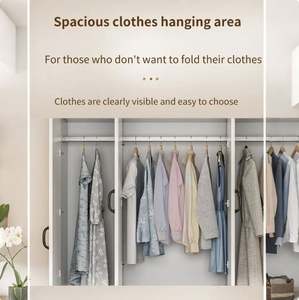 Light Luxury Home Bedroom Wooden White Color <b>Wardrobe</b> Simple to Open the Door with Drawer Storage Closet - Product Image 6