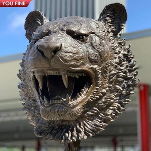 YOUFINE Estatua <span class=keywords><strong>de</strong></span> Tigre Chino Realista en Bronce, Busto <span class=keywords><strong>de</strong></span> Animal Salvaje para Plaza Pública y Zoológico - Product Image 1