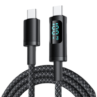 Kabel Pengisian Cepat 100w Grosir 1m Kabel Data Tipe c ke Tipe c Berbahan Nilon Kepang Kabel USB untuk Ponsel dengan Layar LED