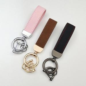 Custom <b>Personalize</b> Logo Anti-Lost Car Leather <b>Keychain</b> with Buckle Ring PU Leather Carabiner Keyring Key Fob Metal Stamped Blank - Product Image 2