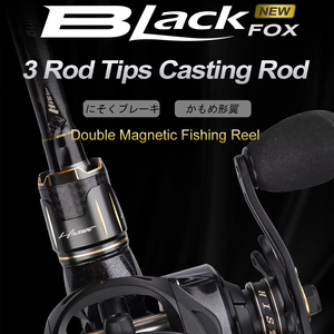 Canne à pêche et moulinet HASIDA Black <span class=keywords><strong>Fox</strong></span> en gros – Combo le plus vendu en carbone pour leurres, pêche au bar en rivière, canne de voyage 2,1m-2,4m Dureté MH/H - Product Image 1