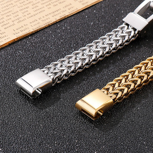 Pulseras Chapadas en Oro de 18K para Hombre, Brazalete de Acero Inoxidable Multicapa de Alta Calidad con Cadena Franco - Product Image 5