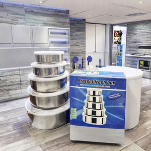 Juego de 5 Recipientes Modernos de Acero Inoxidable para Almacenamiento de Alimentos, con Tapa Interior, Aptos para Calentar, Conservan la Frescura - Product Image 3