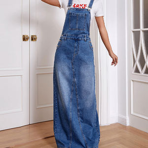 Robe de saut pour femme Denim à bretelles surdimensionné Long Denim Maxi Overall Dress pour femme - Product Image 2