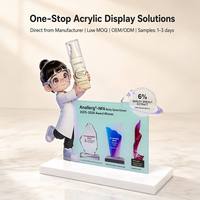 Expositor de ingredientes cosméticos moderno y plegable de acrílico con recorte de científico de dibujos animados, soporte personalizado para póster de premios, mostrador de cosméticos
