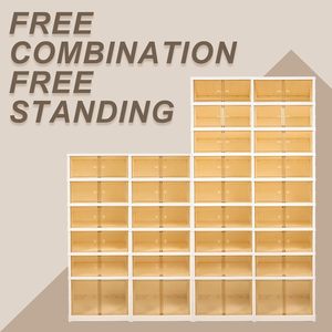 Factory Rectangle Eco-Friendly PET Dustproof Shoe Rack Foldable Stackable <b>Storage</b> Container Custom Logo 20-35L Capacity - Product Image 4