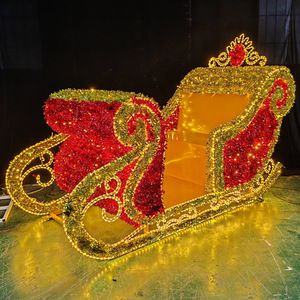 Grande luge de Noël 3D extérieure <span class=keywords><strong>avec</strong></span> <span class=keywords><strong>rennes</strong></span> et lumières LED pour la décoration de rue, éclairage de Noël - Product Image 4