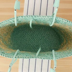 Sac fourre-tout d'été blanc pour femme, résistant, avec poignée en ruban imperméable et insert tissé mignon, idéal pour le shopping quotidien et la plage - Product Image 2