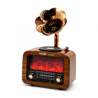 Radio rétro ELETREE NS-04BT BT AM/FM/SW 3 bandes, lecteur MP3 USB TF, lampe à flamme rechargeable, haut-parleur vintage style gramophone
