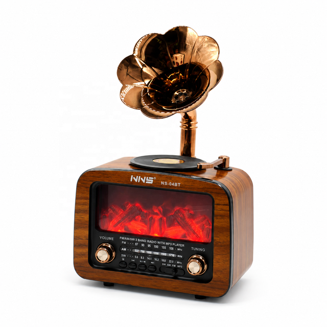 ELETREE NS-04BT Retro BT Radio AM/FM/SW 3 Band USB TF MP3 Player Rechargeable Flame Lamp Vintage Gramophone Speaker