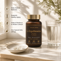 Capsules d'ergothionéine naturelle en marque privée, protection cellulaire, complément végétalien