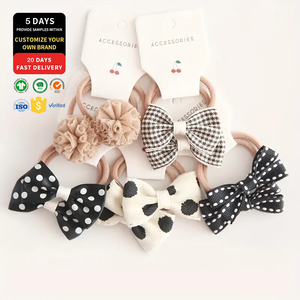 10 pz tessuto colorato carino fiocco fatto a mano <span class=keywords><strong>con</strong></span> elastico per bambine - Product Image 3