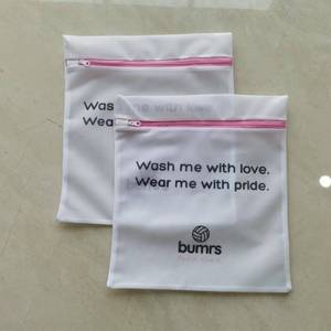 Borsa da bucato personalizzata A rete Fine una borsa per il lavaggio del reggiseno con cerniera rosa per calze - Product Image 3