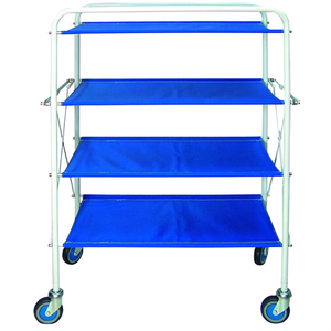 Carrello multiuso a 4 ripiani pieghevole blu con ruote per stoccaggio e trasporto - Product Image 2