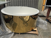 Bac à glace rond en acier inoxydable 304 durable, directement de l'usine, avec revêtement intérieur en porcelaine blanche émaillée, pour hôtels, villas, spas