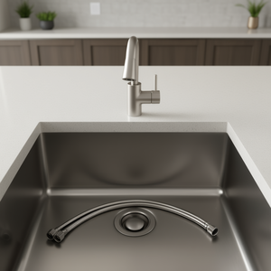 Robinet de cuisine moderne à poignée unique en acier inoxydable brossé, robinet d'évier à valve céramique monotrou, installation facile - Product Image 2