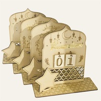 Planificateur islamique musulman, journal de prière pour enfants, calendrier de compte à rebours du Ramadan, ornement en bois Eid Mubarak, décoration du Ramadan pour la maison