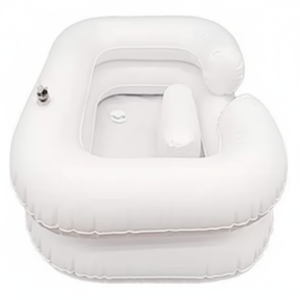 Station de lavage de cheveux pour salon de beauté et barbier, évier inclinable en céramique blanc et noir avec siège réglable, lit de lavage de cheveux - Product Image 1