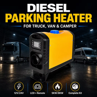 Chauffage de stationnement diesel 12V 24V à triple tension avec télécommande, affichage de la température et jauge de niveau de carburant - Vente en gros