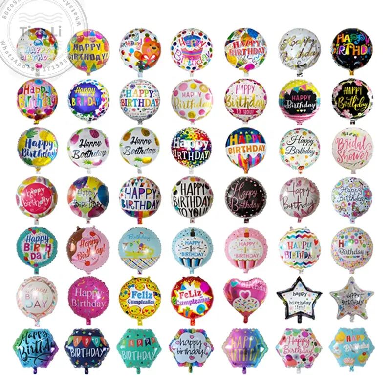18 Inch Chúc Mừng Sinh Nhật Globos Nhôm Foil Helium Mylar Balloon Bán Buôn Trẻ Em Của Birthday Party Trang Trí Balloon Nguồn Cung Cấp