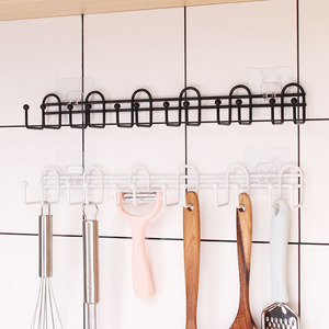 Estante de almacenamiento bajo gabinete Raise Water, negro y blanco, con seis ganchos, organizador de cocina sin rastro para tazas y utensilios - Product Image 4