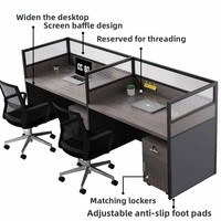 Poste de travail professionnel pour 4 personnes, bureau modulaire avec tiroirs de rangement, ensemble de bureaux modernes pour centre d'appels