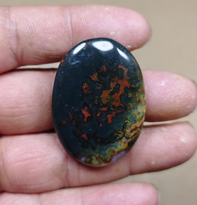 Premium Quality Blood <b>Stone</b> Loose Gemstone Oval Cabochon Dark Blue <b>Fire</b> Pattern Jewelry Making - Product Image 4