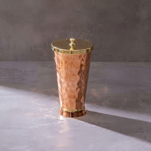 Vaso de cobre chapado en oro vintage con tapa, diseño sólido, para regalo de fiesta, para adultos - Product Image 1