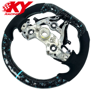 Volante personalizado de fibra de carbono forjada azul con cuero negro y LED RPM para Hyundai Elantra N I20 I20N I30 I30N Veloster N - Product Image 3
