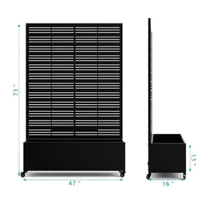 Jardinera Elevada 2 en 1 con Rejilla de Privacidad, Ruedas con Bloqueo, Resistente a la Oxidación, Fácil de Montar, para Patio, Balcón, Plantas Trepadoras - Product Image 2