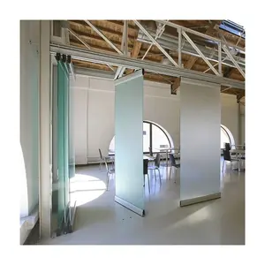Vergaderruimte Frameloze Opvouwbare Glazen Deur Verplaatsbare Glazen Scheidingswand Glijdende Glazen Scheidingswand