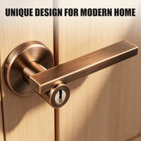 Manija de Puerta Tianyi Negra, Diseño Plano y Recto de Lujo, Acero Inoxidable, Cerradura Interior para Habitaciones, Hoteles y Apartamentos, Llave Duradera