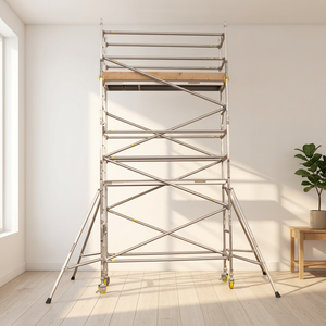 <span class=keywords><strong>Andamio</strong></span> de Aluminio CNC <span class=keywords><strong>Europeo</strong></span> SL011 <span class=keywords><strong>con</strong></span> Escalera Móvil, <span class=keywords><strong>Ruedas</strong></span> y Escalones para Seguridad en la Construcción - Product Image 1