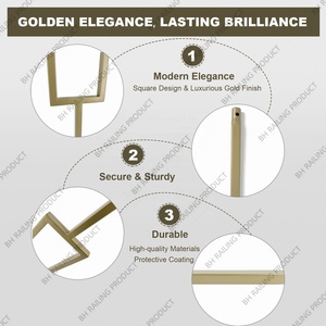 Modern Tasarım Altın Ferforje Korkuluk Dikdörtgen Merdiven Korkuluğu Oyuk Dekoratif Merdiven Direği Kumlanmış 5 Yıl Garantili - Product Image 5