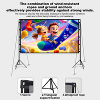 Écran de projection pliable rapide Topleo avec support, stable sur terrain inégal, écran de projection gonflable portable pour cinéma maison en extérieur