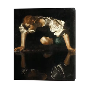 Pinturas de Arte Antiguo famoso con Marco: pintura al óleo clásica de Narciso masculino de Michelangelo Merisi Da Caravaggio - Product Image 3