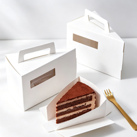 Boîte à gâteau triangulaire portable avec poignée et fenêtre transparente, boîte à gâteau jetable pour emporter, boîte à gâteau en tranches pour l'emballage de desserts